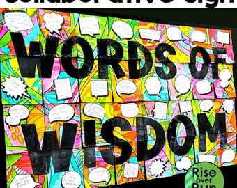 End of the School Year Classroom Banner Collaborative Coloring Sign for Early Finishers, Words of Wisdom