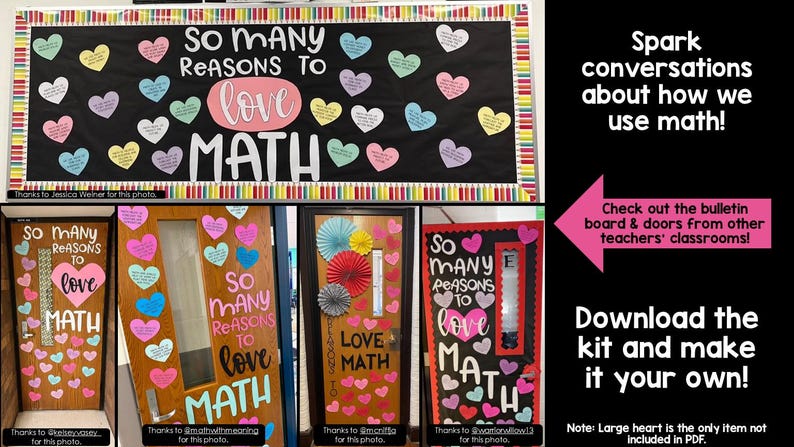 Valentine Bulletin Board Set Classroom Door Decorations Kit for Math ...