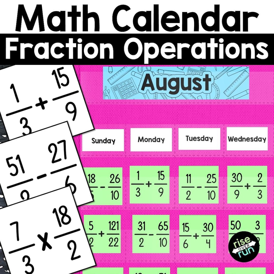 calendar-pocket-chart-printables-with-fraction-operations-cards-for-5th-grade-math-classroom-decor-etsy