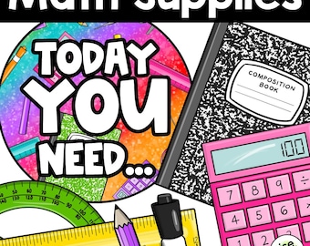 Visual Supply Cards to Show Students What You Need for Class Today in Bright Colors