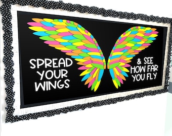Back to School Bulletin Board Kit with Wings and Feathers Templates for Photo Backdrop