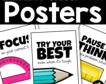 Math Classroom Posters for Middle School Math Classroom Decor with Bright Colorful School Supplies | Instant Digital Download PDF