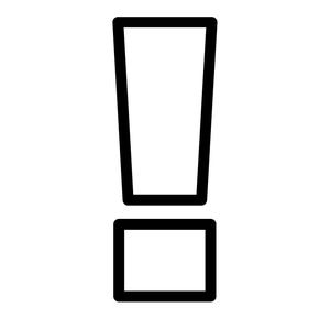 Peut inclure: Un contour noir d'un symbole de point d'exclamation compos&eacute; d'une forme trap&eacute;zo&iuml;dale verticale haute et fine positionn&eacute;e directement au-dessus d'une petite forme rectangulaire horizontale, cr&eacute;ant un design d'ic&ocirc;ne graphique clair et audacieux.