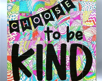 Kindness Collaborative Coloring Pages Sign Project for Students Choose to be Kind, Digital Download