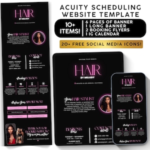 Acuity Scheduling Template Hair Stylist Pink, Hair Website Template Canva Simple, Booking Flyer, Branding Kit, Lash Nail Tech Esthetician