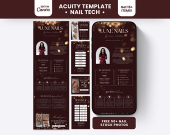 Red Nail Tech Acuity Booking Website Template Modern Luxury Squarespace Banners Design with Instagram Posts for Nail Artist Salon Business