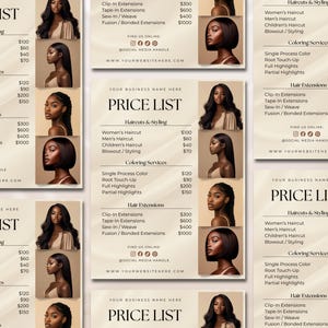 Editable Pricelist Template Flyer Special Deals Beauty Salon Pricelist Menu Flyer for Hair Wig Braids Extension Nail Lash Esthetician Luxury image 4