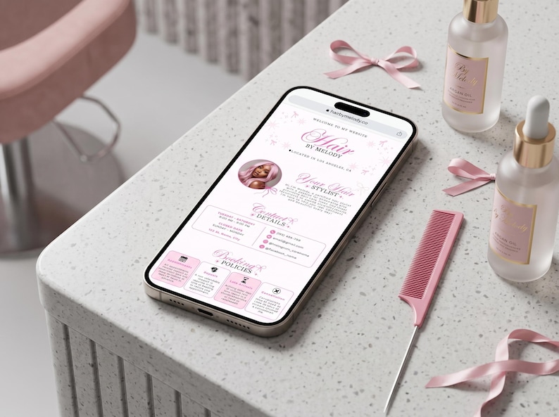 Acuity Scheduling Template Hair Stylist Acuity Template Branding Kit Hair Website Booking Flyer Landing Page Coquette Theme Booking Site image 2