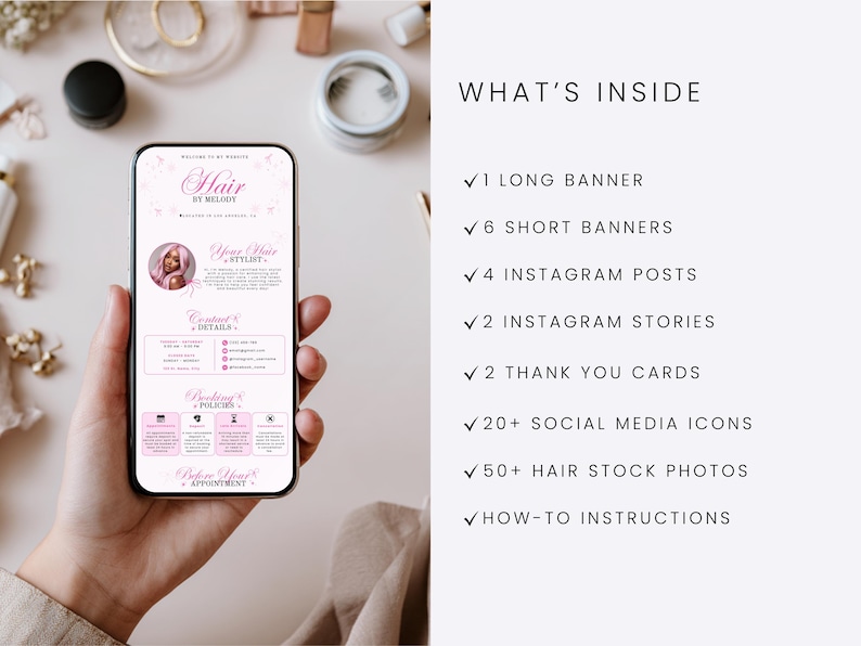 Acuity Scheduling Template Hair Stylist Acuity Template Branding Kit Hair Website Booking Flyer Landing Page Coquette Theme Booking Site image 4