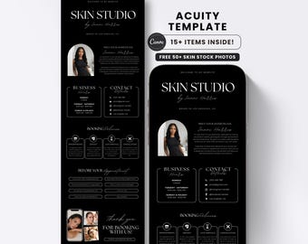 Skincare Esthetics Acuity Template Brow Tech Black Medspa Square Booking Website Luxury Instagram Story Canva Editable Social Media Posts