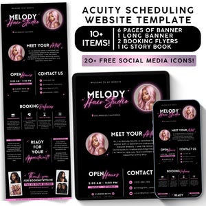 Acuity Scheduling Template Hair Stylist Pink Acuity Template Lash Nail Tech Website Branding Kit Esthetician Booking Site Booking Flyer DIY