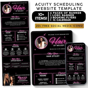 Acuity Scheduling Template Hair Stylist, Pink Acuity Template, Booking Site, Hair Lash Tech Website, Branding Kit, Hair Flyer, Nail Braid