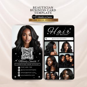 Acuity Scheduling Instagram Business Card Template, Black Booking Flyer, QR Code Business Card, Branding Kit, Hair Lash Nail Braid Tech
