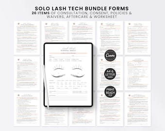 Lash Record Forms Bundle Template Lash Extension Aftercare Guide Editable Mapping Style Guide Printable Client Intake for Esthetician Brows