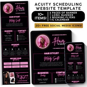 Acuity Scheduling Template Hair Stylist, Pink Acuity Template, Branding Kit, Canva Buchungsseite, Buchungsflyer, Lash Nail Tech Kosmetikerin