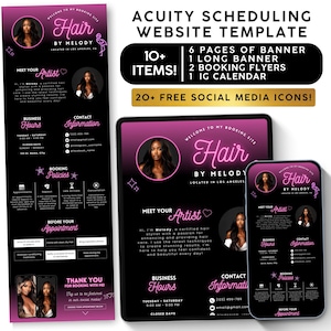 Acuity Scheduling Template Hair Stylist, Pink Acuity Template, Booking Flyer, Esthetician Website, Hair Lash Website, Lash Nail Braid Tech