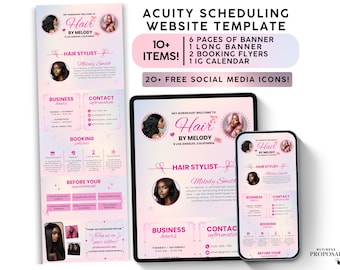 Acuity Scheduling Template Hair Stylist, Pink Acuity Template, Canva Booking Site, Branding Kit, Coquette Theme, Lash Nail Tech Esthetician