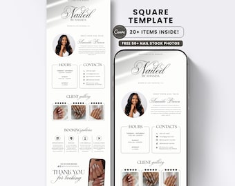 Nail Square Booking Website Template White Editable Square Appointments Nail Tech Branding Luxury Modern Landing Page Design for Nail Artist