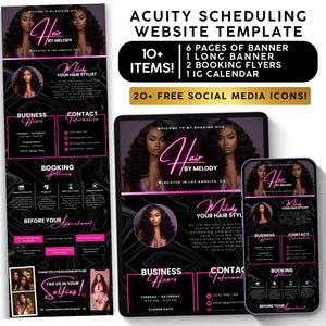 Acuity Scheduling Template Hair Stylist Pink, Hair Stylist Website, Booking Site, Booking Flyer, Branding Kit, Lash Nail Tech Esthetician