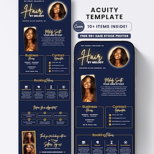 Hair Acuity Website Template Dark Blue Acuity Scheduling Hair Stylist Booking Site with Review Acuity Template Braids Wig Install Canva DIY