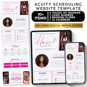Pink Acuity Scheduling Template Hair Stylist, Booking Site, Branding Kit, Hair Canva Website, Lash Tech Website, Esthetician Booking Page