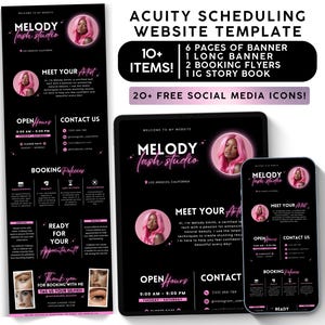 Acuity Scheduling Template Lash Tech Pink Acuity Template Canva Booking Site Nail Tech Esthetician Branding Kit Hair Stylist Website Flyer