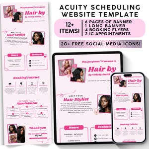 Acuity Scheduling Template Hair Stylist, Pink Acuity Template, Canva Booking Site, Branding Kit, Coquette Theme, Lash Nail Tech Esthetician