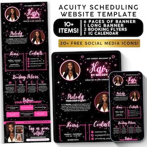 Acuity Scheduling Template Hair Stylist Pink, Booking Site, Branding Kit, Lash Tech Website, Esthetician Editable Template Canva Website