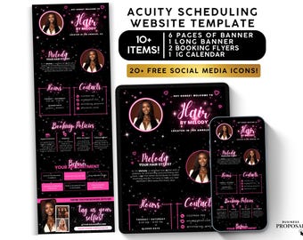 Acuity Scheduling Template Hair Stylist Pink, Booking Site, Branding Kit, Lash Tech Website, Esthetician Editable Template Canva Website