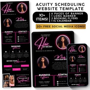 Acuity Scheduling Template Hair Stylist, Pink Acuity Template, Esthetician Website, Booking Flyer, Hair Lash Website, Lash Nail Braid Tech