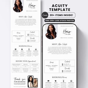 Acuity Scheduling Template Hair Stylist White Acuity Template Simple Modern Branding Kit Booking Website Free Flyers Braider Canva Website