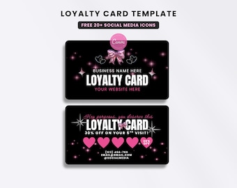 Plantilla de tarjeta de fidelización para estilistas, técnicos de pestañas, técnicos de uñas, maquilladores, estilistas de pelucas y trenzadores, belleza, plantilla de sello de tarjeta de recompensas Canva para perforar y crear tarjetas de fidelización.
