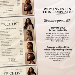 Editable Pricelist Template Flyer Special Deals Beauty Salon Pricelist Menu Flyer for Hair Wig Braids Extension Nail Lash Esthetician Luxury image 5