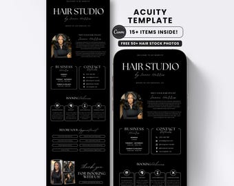 Black Hair Stylist Acuity Template Booking Luxury Website Square Banner Hair Tech Instagram Post Flyer Braider Tech Extensions Wig Flyer DIY