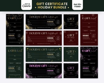 Holiday Gift Certificate Template Christmas Gift Voucher Salon Printable Cards for Hair Stylist Lash Artist Nail Tech Esthetician Braid Wigs