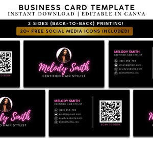 Hair Stylist Visitenkarte, Acuity Scheduling Card Template, Instagram IG Visitenkarte, Lash Nail Braid Tech, Branding Kit, Buchungsflyer