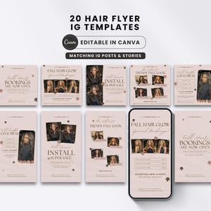 Modelo de Flyer de Agendamento de Outono para Cabeleireiro(a) - Castanho - Novo Cliente - Agenda Aberta - Temporada de Outono - Editável no Canva - Instagram - Postagem de Luxo - Creme - Site Acuity - Faça Você Mesmo