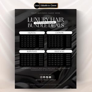 Editable Bundle Pricelist Template, Hair Pricelist Flyer Special Deals, Beauty Salon Pricelist Menu, Deals Flyer for Wig Braids Extensions