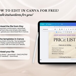 Editable Pricelist Template Flyer Special Deals Beauty Salon Pricelist Menu Flyer for Hair Wig Braids Extension Nail Lash Esthetician Luxury image 8