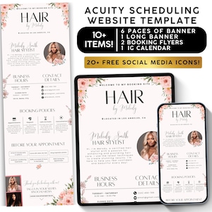 Pink Acuity Scheduling Template Hair Stylist, Branding Kit, Spring Booking Site, Lash Tech Website, Booking Flyer, Canva Esthetician Nail