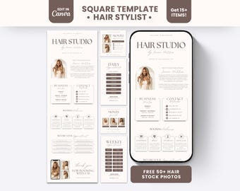 Hair Square Appointment Booking Site Template Cream Square Banners Landing Page Design Luxury Modern Minimalist for Stylists Braiders Wigs