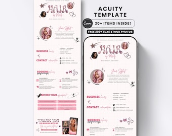 Acuity Scheduling Template Hair Stylist, Acuity Template Simple Canva, Branding Kit, Hair Lash Tech Website, Esthetician Nail Braid Salon