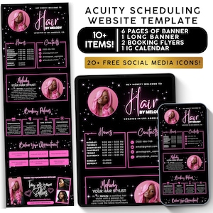 Acuity Scheduling Template Hair Stylist, Pink Acuity Template, Branding Kit, Booking Site, Hair Lash Tech Website, Esthetician Nail Braids