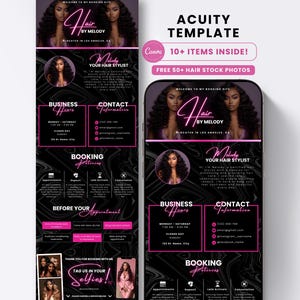 Acuity Scheduling Template Hair Stylist Pink, Hair Stylist Website, Booking Site, Booking Flyer, Branding Kit, Lash Nail Tech Esthetician
