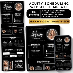 Acuity Scheduling Template Hair Stylist, Black White Acuity Template, Hair Lash Tech Website, Branding Kit, Esthetician Nail Braid Tech Wig