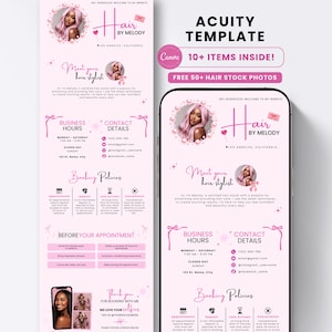 Acuity Scheduling Template Hair Stylist Acuity Buchungsseite Canva Template Branding Kit Hair Lash Tech Website Coquette Theme Acuity Website