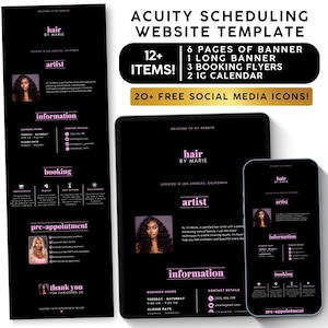 Acuity Scheduling Template Hair Stylist, Acuity Template Pink, Booking Site, Hair Website, Esthetician Website, Lash Nail Braid Tech Canva