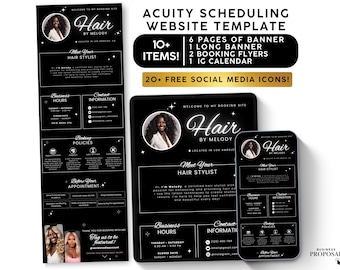 Acuity Scheduling Template Hair Stylist, Black Esthetician Acuity Template, Hair Website, Booking Flyer, Branding Kit, Lash Nail Braid Tech