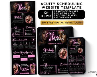 Acuity Scheduling Template Hair Stylist, Pink Acuity Template, Booking Site, Branding Kit, Booking Flyer, Nail Lash Tech Hair Website Page