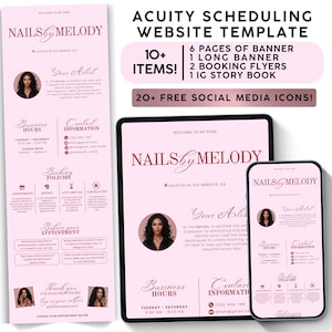 Acuity Scheduling Template Nail Tech Pink Acuity Booking Site Canva Template Branding Kit Nail Tech Website Minimalist Modern Acuity Website